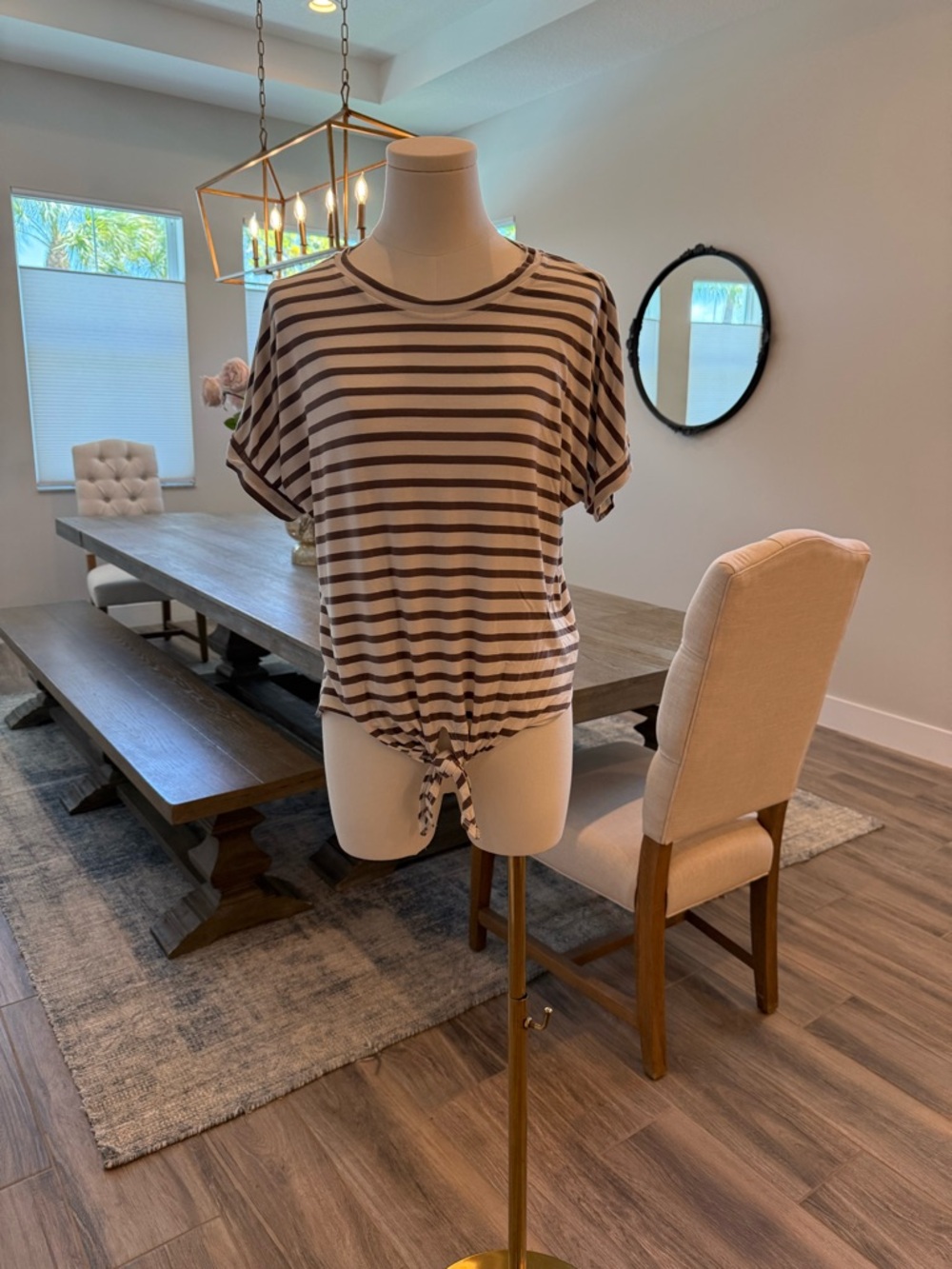 Socialite Brown & Cream Striped Short Sleeve Tee - Worn once and butter soft!